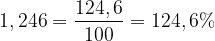 \dpi{120} 1,246 = \frac{124,6}{100} = 124,6%